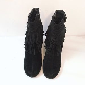 Boho chic Aerosoles Black Suede Wedge Boots